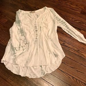White and Grey Tie-Dyed Blouse.